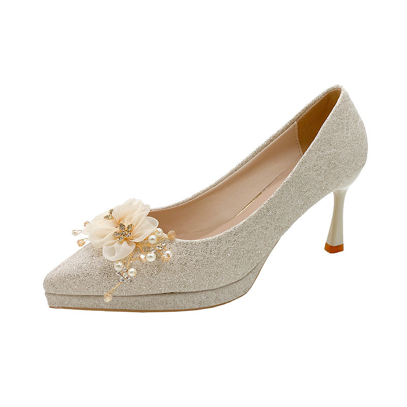 French pearl platform pointed-toe high heels - 2025 new collection: wedding, engagement, everyday wear, petite-friendly, chunky sole, stiletto heel