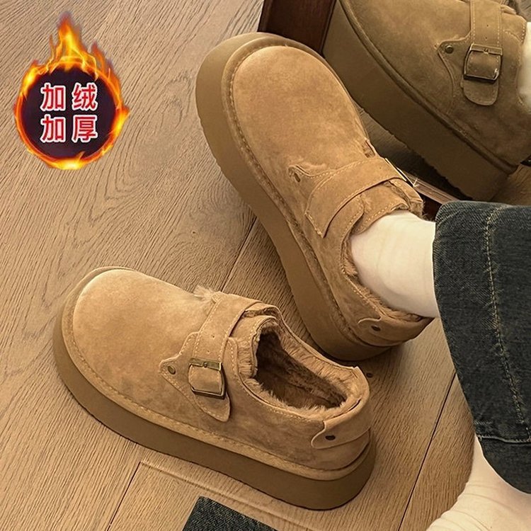 Birkenstock cotton shoes for women winterfleece-linedoutwear2026new arrivalthick soleheight-increasing big toe bread shoes snow boots