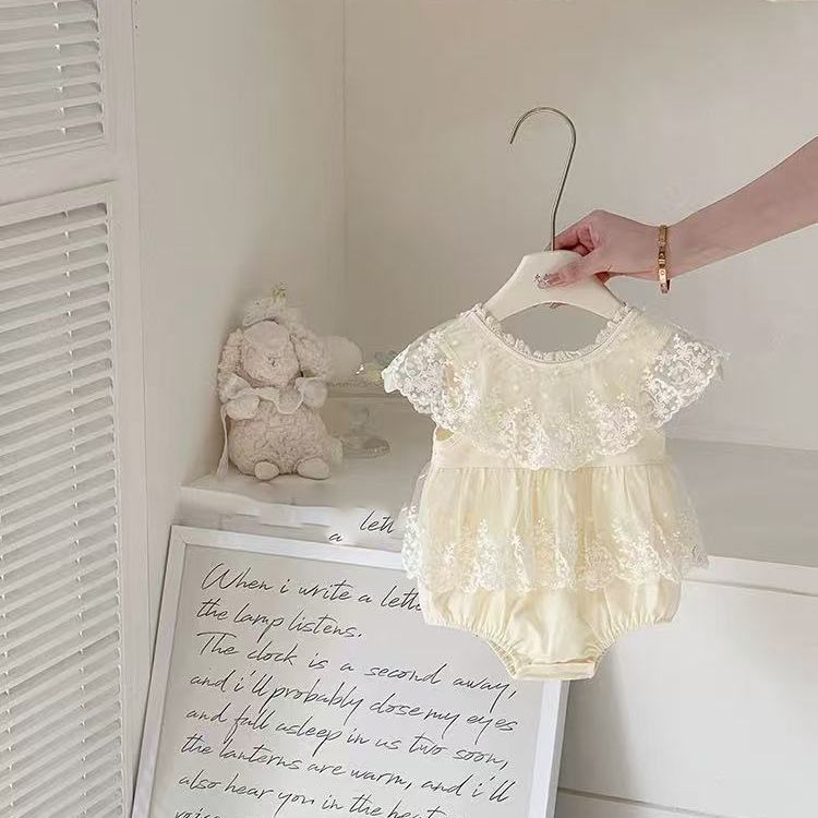 Summer lightweight baby girl princess dress infant romper newborn full month 100-day first birthday outfit bodysuit