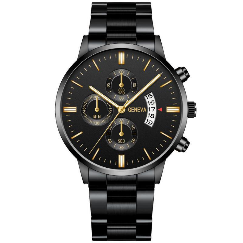 watch fake three-eye men steel band watch business casual calendar quartz watch men's in stock
