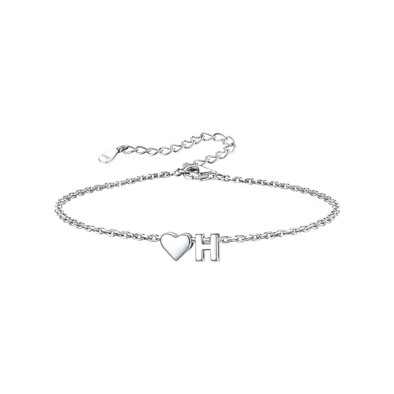 European and american style 26 alphabet letter bracelet for women - fashionable, minimalist, elegant stainless steel heart letter bracelet