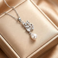 8442 pearl butterfly steel necklace