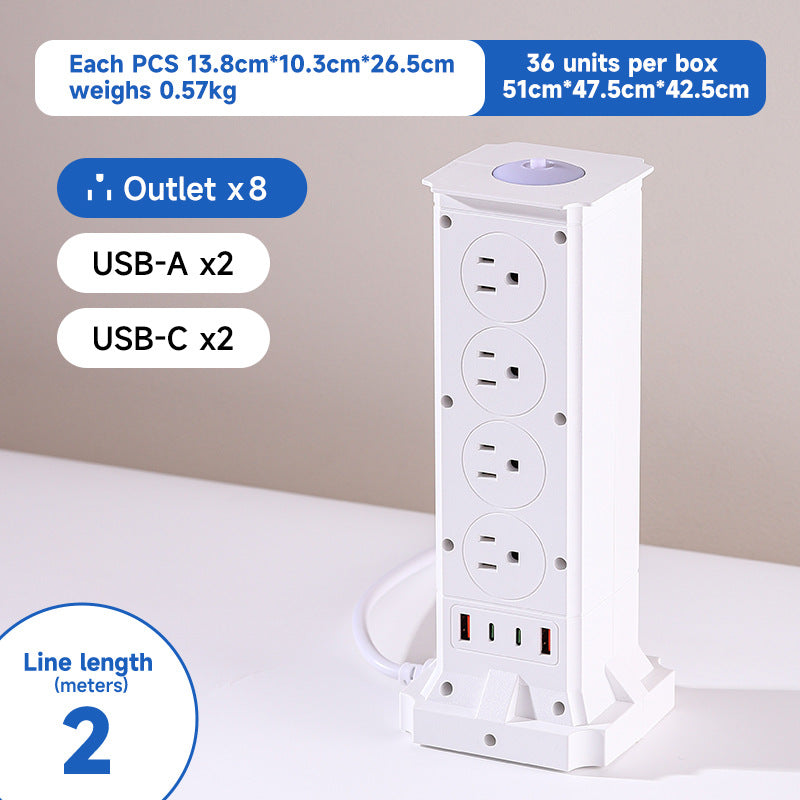 Us 110v usb multi-port pd fast charging power strip with dual-sided outlets and extension cord