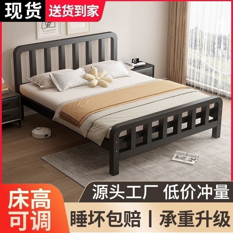 Iron frame bed rental house extra thick thickened iron bed assembly iron bed thickened thickened iron bed bedroom light luxury simple bed