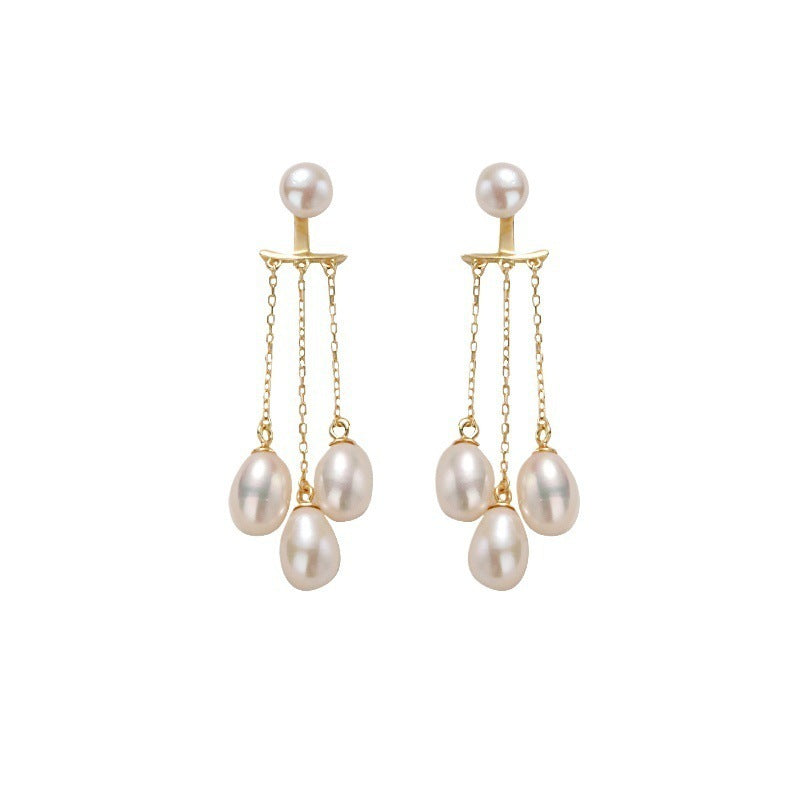 Pearl ear wire empty support, multi-bead pearl ear wire earrings empty support, equipped with 7-12mm round beads, high-end feel