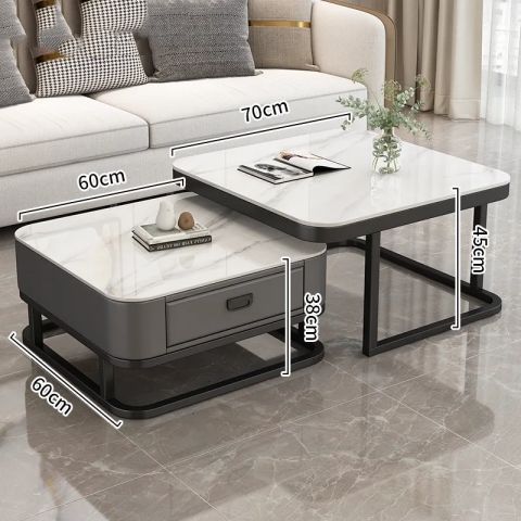 Accessible luxury coffee table living room for home modern casual small apartment popular square glass slate tv cabinet combination coffee table