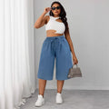 Bestselling tencel denim shorts for women - european & american style, new summer collection, casual five-point length, loose fit, plus size, wide leg, perfect for layering