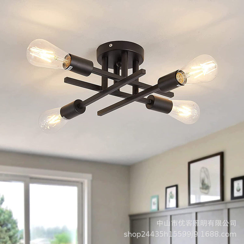 Cross-border  eBay independent station LAZADA ceiling lamp American retro wrought iron ceiling lamp study lamp