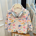 Kids' 100% cotton shirt - new autumn collection: korean style, all-over cartoon print, long-sleeve casual top - versatile and stylish for boys