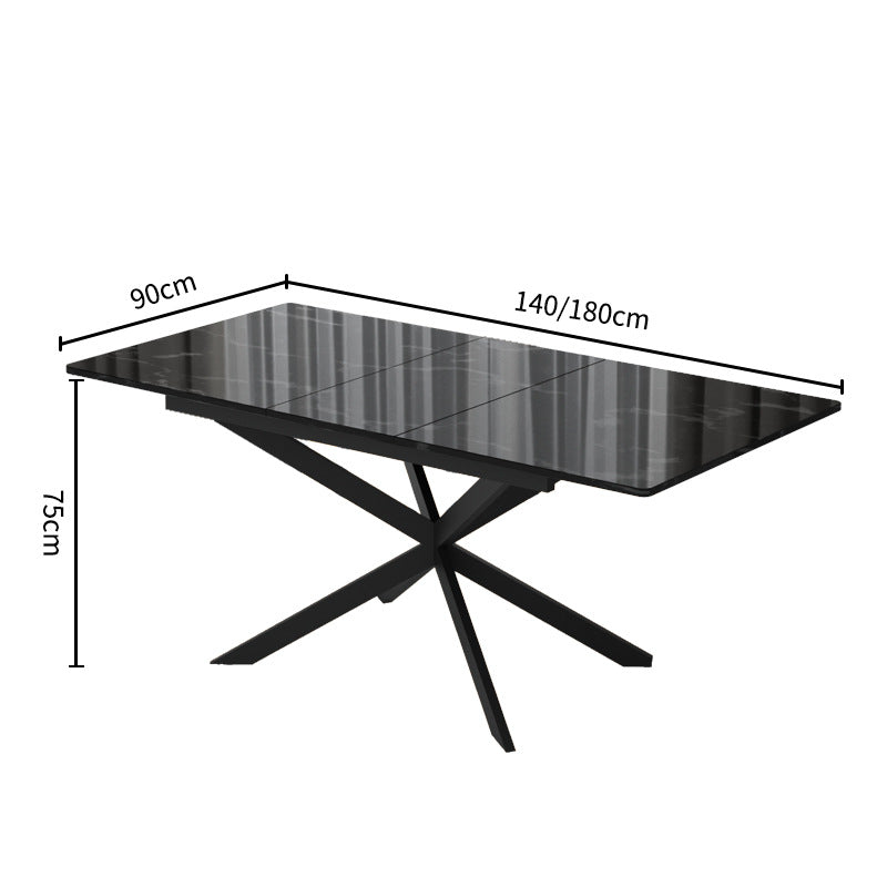 Factory direct rock slab dining table - nordic style casual rectangular dining table - carbon steel long table - modern minimalist dining table for small spaces
