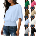 fashionpure colorfashionloosecasual short-sleeved round neck t-shirttops for women