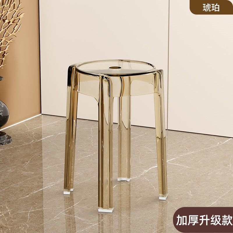 Minimalist chic stool - commercial grade, thickened, stackable, transparent round stool chair - acrylic chair, plastic stool for home use