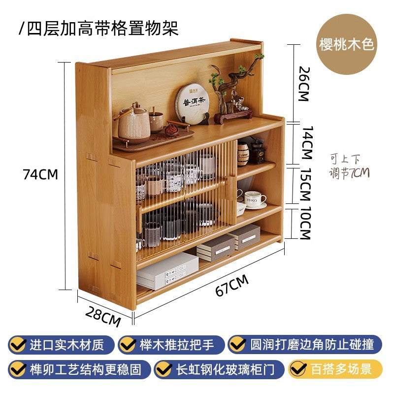 Solid wood bay window cabinet storage locker household balcony renovation window sill antique bookshelf Japanese dust-proof bookcase