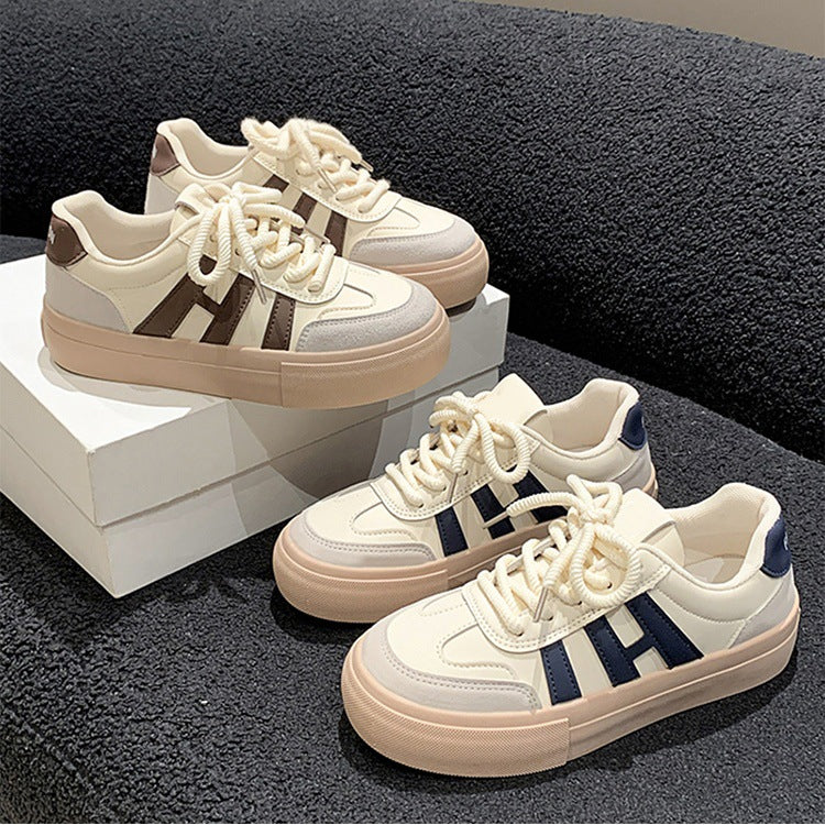 Niche style original design thick solewhite shoes women's 2025spring & fallnew arrival german training shoes retro sneakers sports casual shoes