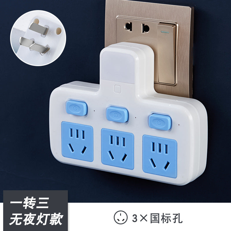 Office-style multifunctional wireless socket converter with usb, independent switches, multi-outlet power strip with night light