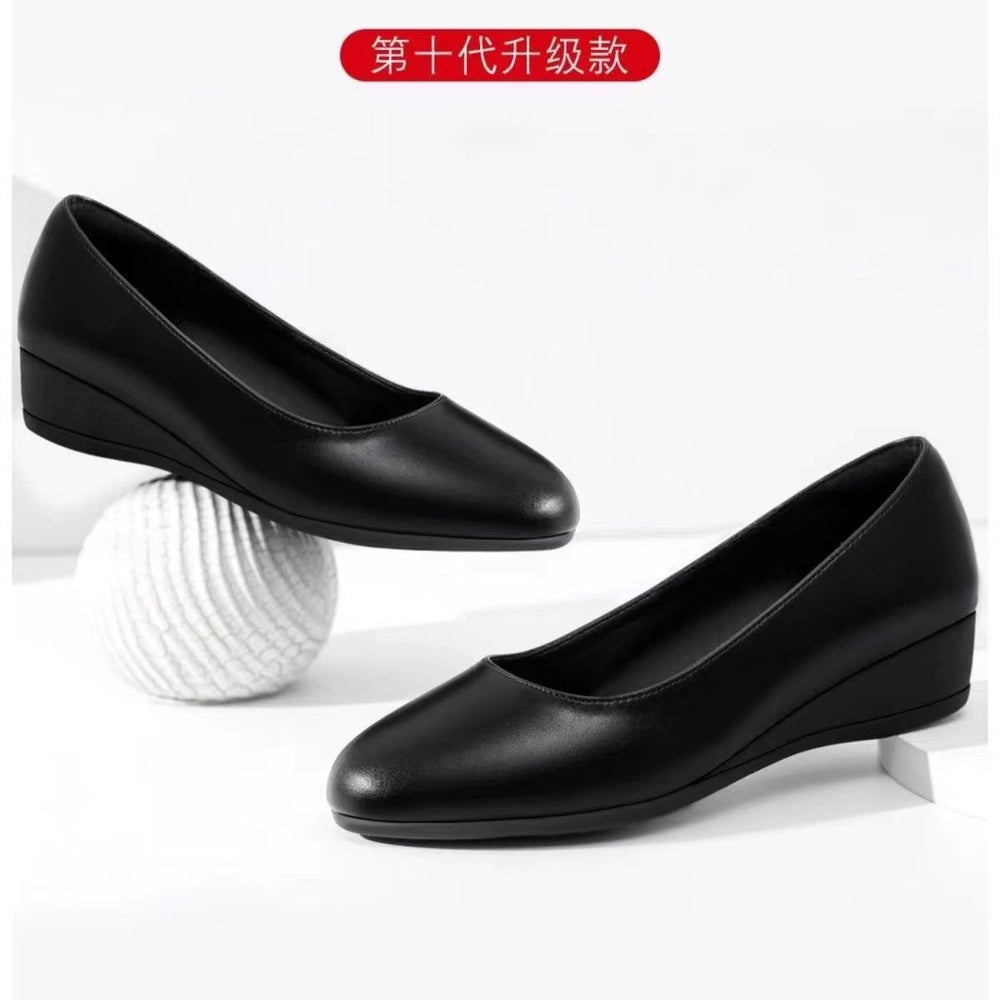 Brand discontinued sizes: flight attendant-approved, all-day comfort leather shoes - flat, wedge, and work shoes for women - black, professional dress shoes