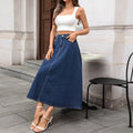 fashion spring summer new arrival  retrofashionloosehigh waistflap pocket pants denim umbrella skirt
