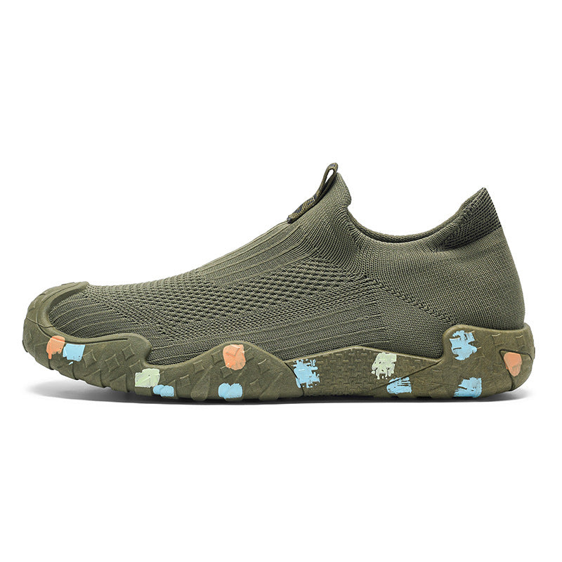 2026 spring new men's breathable slip-on flyknit mesh shoes - men's casual anti-slip athletic trendy sneakers