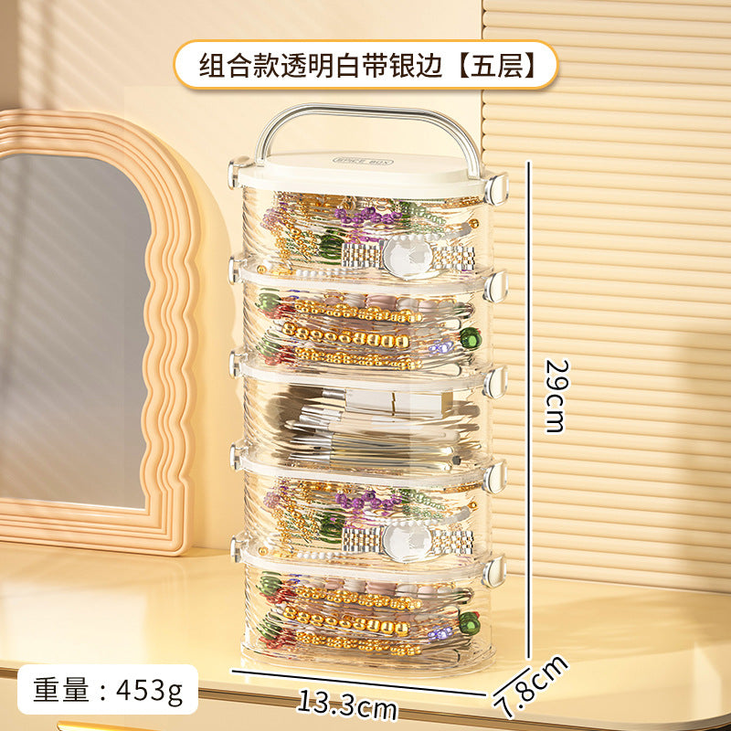 Customizable desktop storage box, multi-layer hair accessories, jewelry box, hair band, hair rope, hairpin, jewelry, transparent storage box.