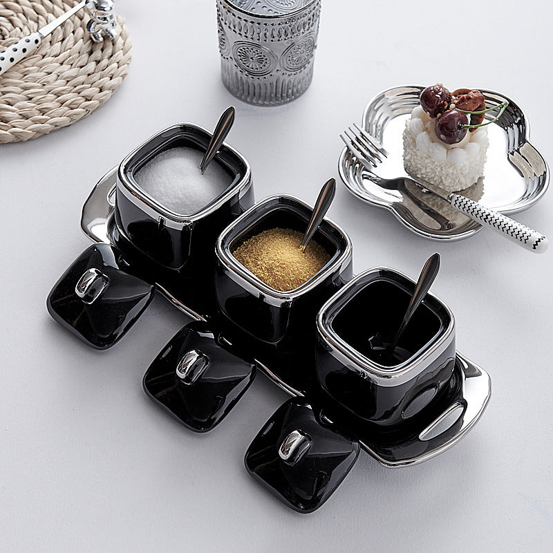Seasoning box kitchen for homenordicaccessible luxury ceramic seasoning jar seasoning jar salt msg jar good-looking combination suit