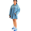 European and american style women's dress -   spring/summer cross-border fashion - trendy lapel loose fit denim skirt