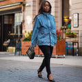 European and american style women's denim jacket -  cross-border fashion - new autumn/winter collection - stylish oversized pockets - long sleeve stand collar outerwear