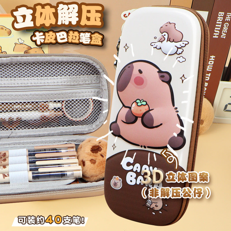 Kapibara ins wind niche pencil bag large capacity dirt-resistant primary school students high-value stationery box  stationery bag