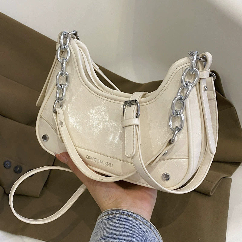 Cross-border bags bags women's high-end sense niche soft leather underarm bag chain shoulder bag trendy versatile commuter messenger bag