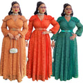 Amazon fashion cross-border export young lady style waist patchwork lace dress women's plus size elegance long skirt