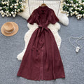 Sense of designniche style shawl patchwork lapel single breasted waist dress female summerfrenchslimming lookelegant long skirt
