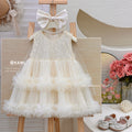 Girls' sequin mesh dress - new summer  style: chic tank dress, tiered cake dress, perfect birthday gift for your daughter