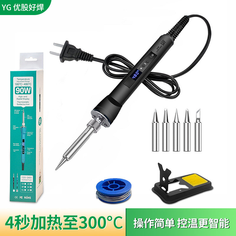 Cross-border new product 90W internal heating type digital display temperature regulation constant temperature electric soldering iron set electric loiron welding pen household maintenance