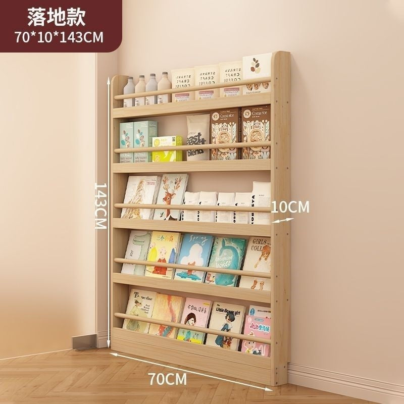 Ultra-thin door rear bookshelf against the wall for home bedroom door rear storage rack multi-layer storage solid wood all-in-one picture book storage