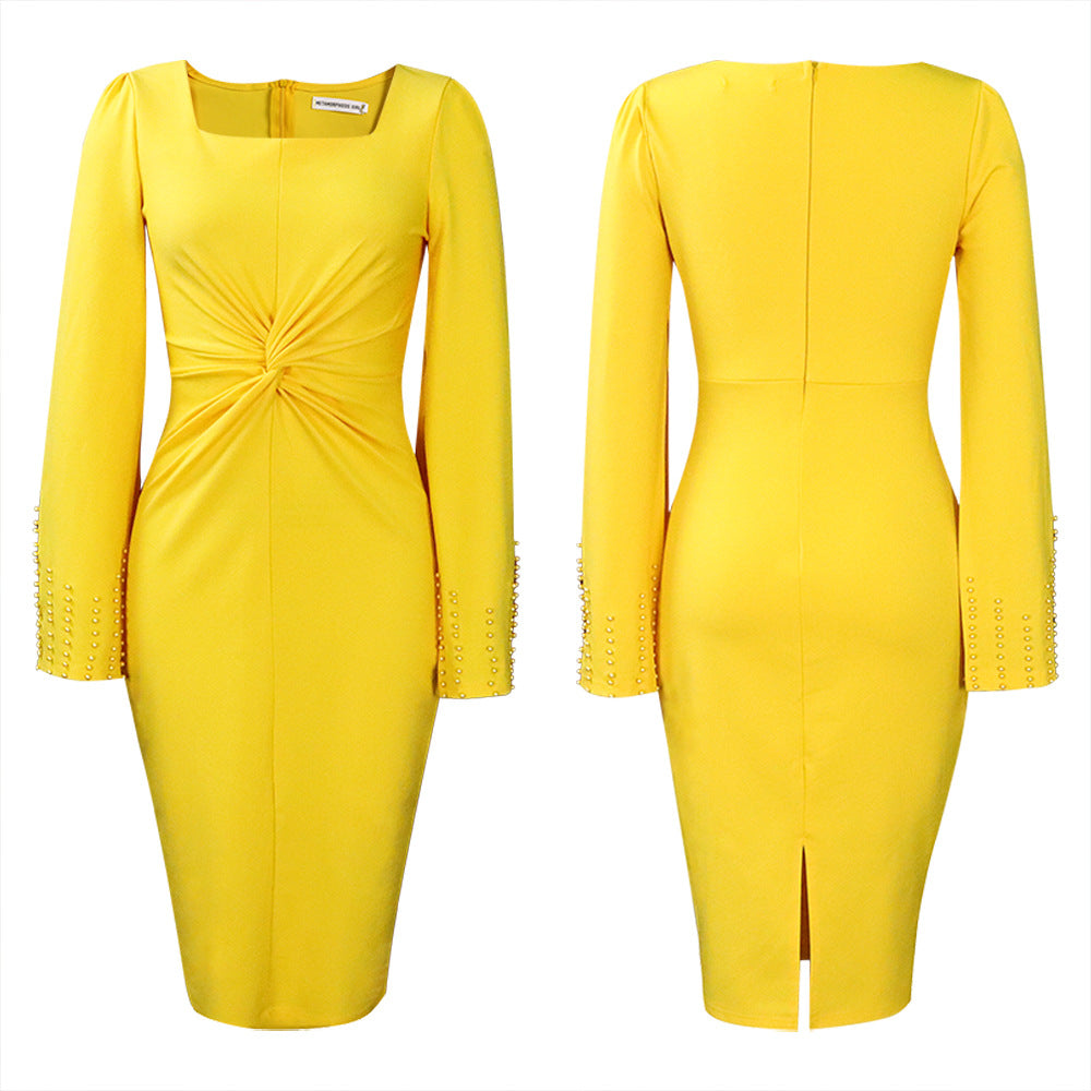 C8488  european and american women's clothing  autumn new twist knot beaded cape african plus size foreign trade dress