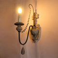 American retro wall lamp - cordless charging, solid wood, french style for living room, bedroom, bedside, hallway, stairway, candle wall sconce