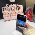 Pink pony leather pattern bread shell suitable for apple 17 mobile phone case pink women's iphone16 stand new year case