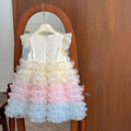 Girls' summer mesh dress  new children's gradient cake dress little girl's stunning summer princess dress
