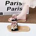 New summer fairy style color block floral slides - women's beach sandals, fashionable outdoor wear, flat, non-slip