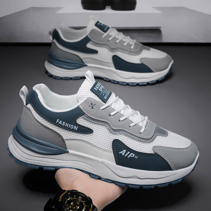 2025 new spring men's mesh breathable chunky sneakers - athletic, casual, trendy, thick-soled, height-increasing, work safety shoes for men