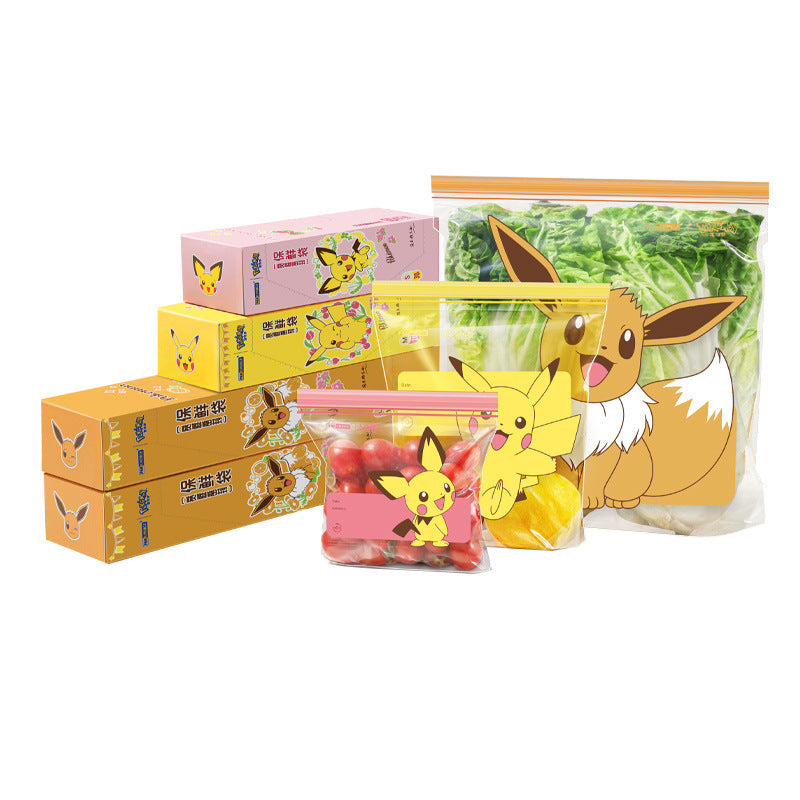 Pokémon wide bottom removable sealed bag food grade ziplock bag refrigerator fresh-keeping packaging for home thickened plastic bag