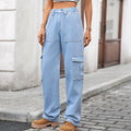 European and american cross-border e-commerce workwear jeans for women, new autumn/winter styles, hot-selling on  and , multi-pocket denim wide leg pants