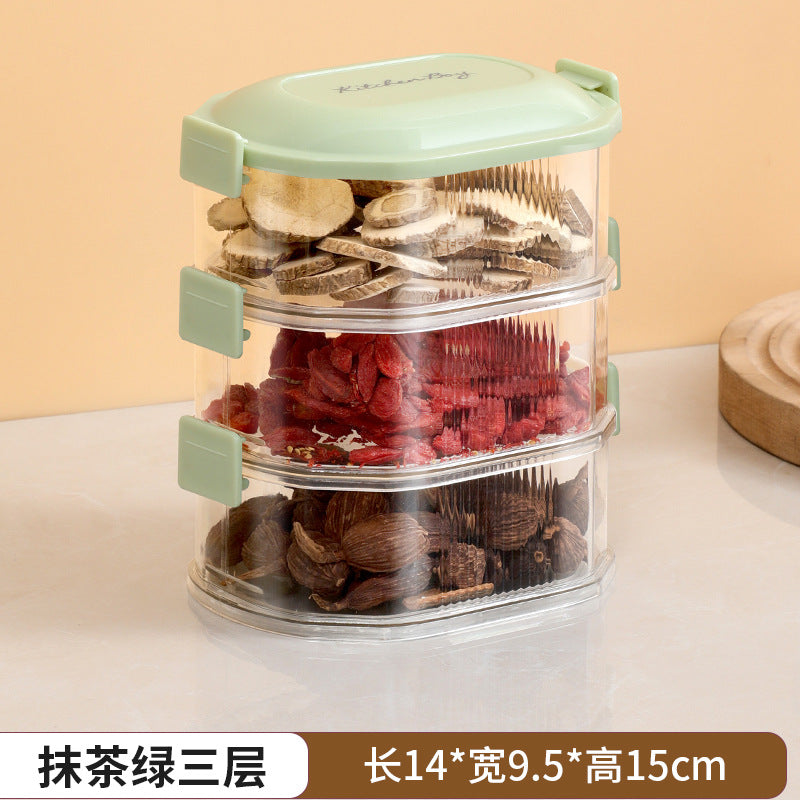 Kitchen spice organizer, stackable food storage containers for scallions, ginger, and garlic, food-grade spice dispenser