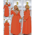 European and american export african plus size women's clothing    socialite sweet embroidered dress with belt