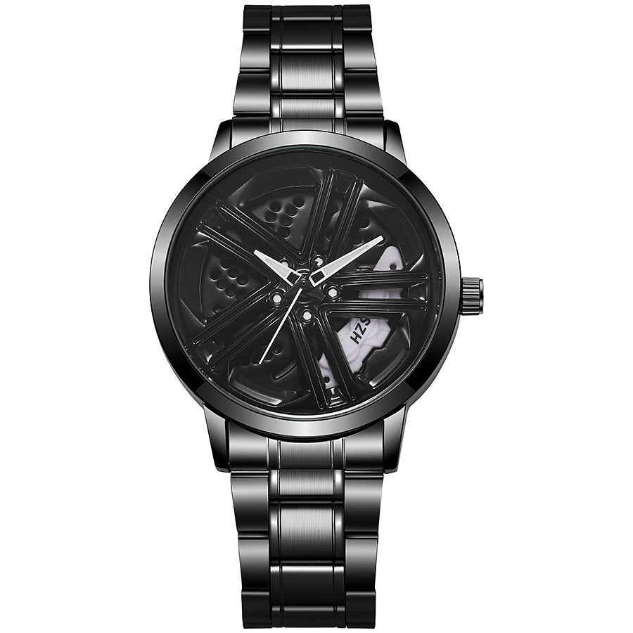 New arrivalmenrotate wheel stereocut out car modification gift watch middle southeast asia men's watch quartz watch