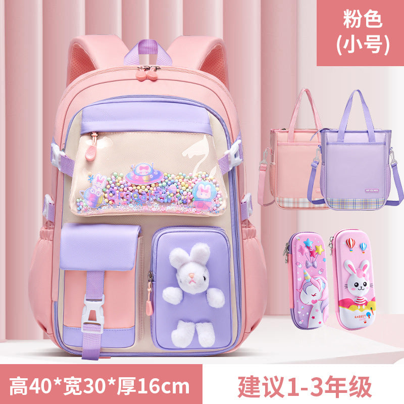 New primary school schoolbag women's refrigerator side open light large capacity load reduction cartoon children's backpack grades 1-6
