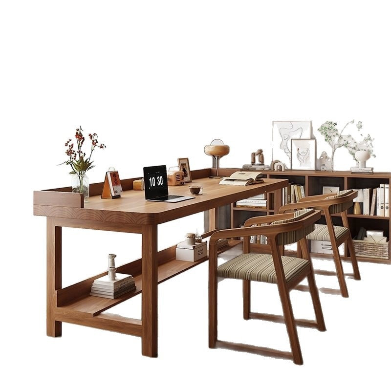 Here are a few options, depending on the specific nuance you want to convey:  **option 1 (focus on functionality):**  "wall-mounted study desk, home student writing desk, minimalist modern office study solid wood double desk"  **option 2 (more descriptive