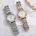 New classic waterproof calendar quartz watch for women - minimalist korean style, trendy diamond-accented, elegant stainless steel band