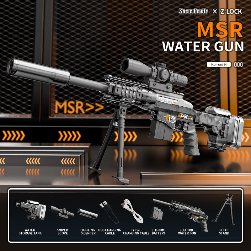 new product barrett electric water gun burst flash continuous fire linked reloading sniper gun large capacity toy water gun