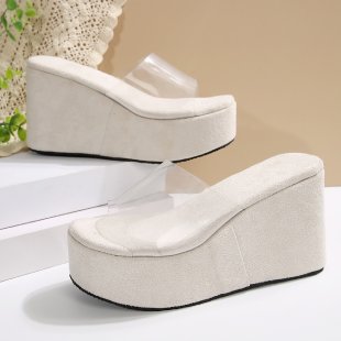 exportplus sizenew arrival one strap transparent open toe platform cake thick solewaterproof platform wedge outwear sandals and slippers for women