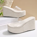 exportplus sizenew arrival one strap transparent open toe platform cake thick solewaterproof platform wedge outwear sandals and slippers for women